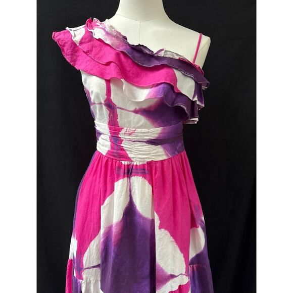 Women’s Busayo Pink & Purple Frilled Long Maxi Tank Dress Sz 0 - Picture 2 of 4